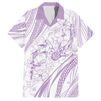 Sharks Couple Dreamy Polynesians Floral Sea Family Matching Off Shoulder Maxi Dress and Hawaiian Shirt Lilac - Polynesian Pride