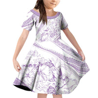 Sharks Couple Dreamy Polynesians Floral Sea Family Matching Off Shoulder Short Dress and Hawaiian Shirt Lilac - Polynesian Pride