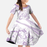 Sharks Couple Dreamy Polynesians Floral Sea Family Matching Short Sleeve Bodycon Dress and Hawaiian Shirt Lilac - Polynesian Pride