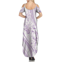 Sharks Couple Dreamy Polynesians Floral Sea Family Matching Summer Maxi Dress and Hawaiian Shirt Lilac - Polynesian Pride