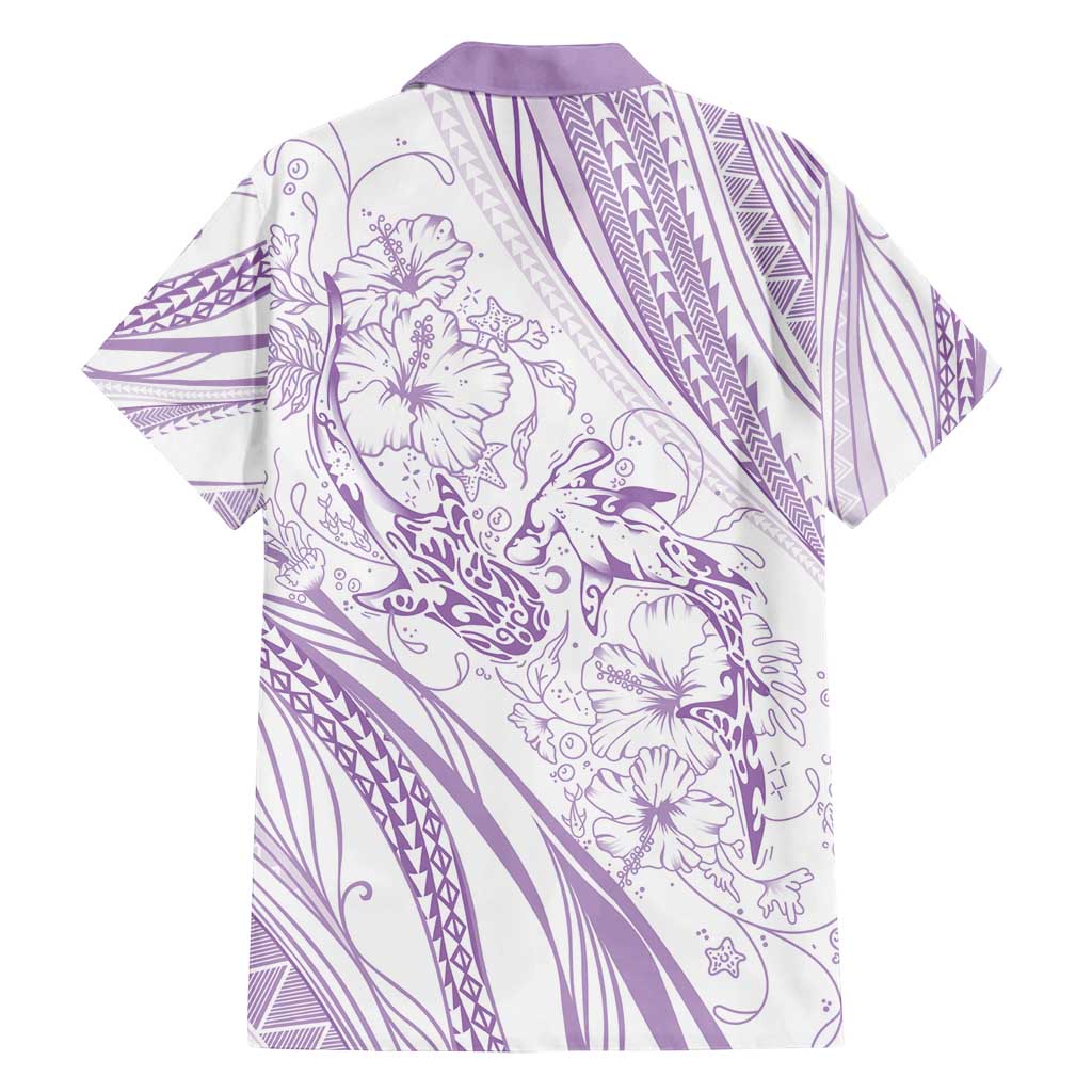 Sharks Couple Dreamy Polynesians Floral Sea Family Matching Tank Maxi Dress and Hawaiian Shirt Lilac - Polynesian Pride