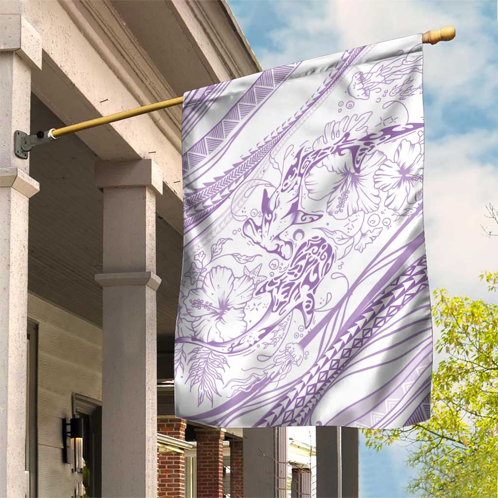 Sharks Couple Dreamy Polynesians Floral Sea Garden Flag Lilac LT7 House Flag Lilac - Polynesian Pride