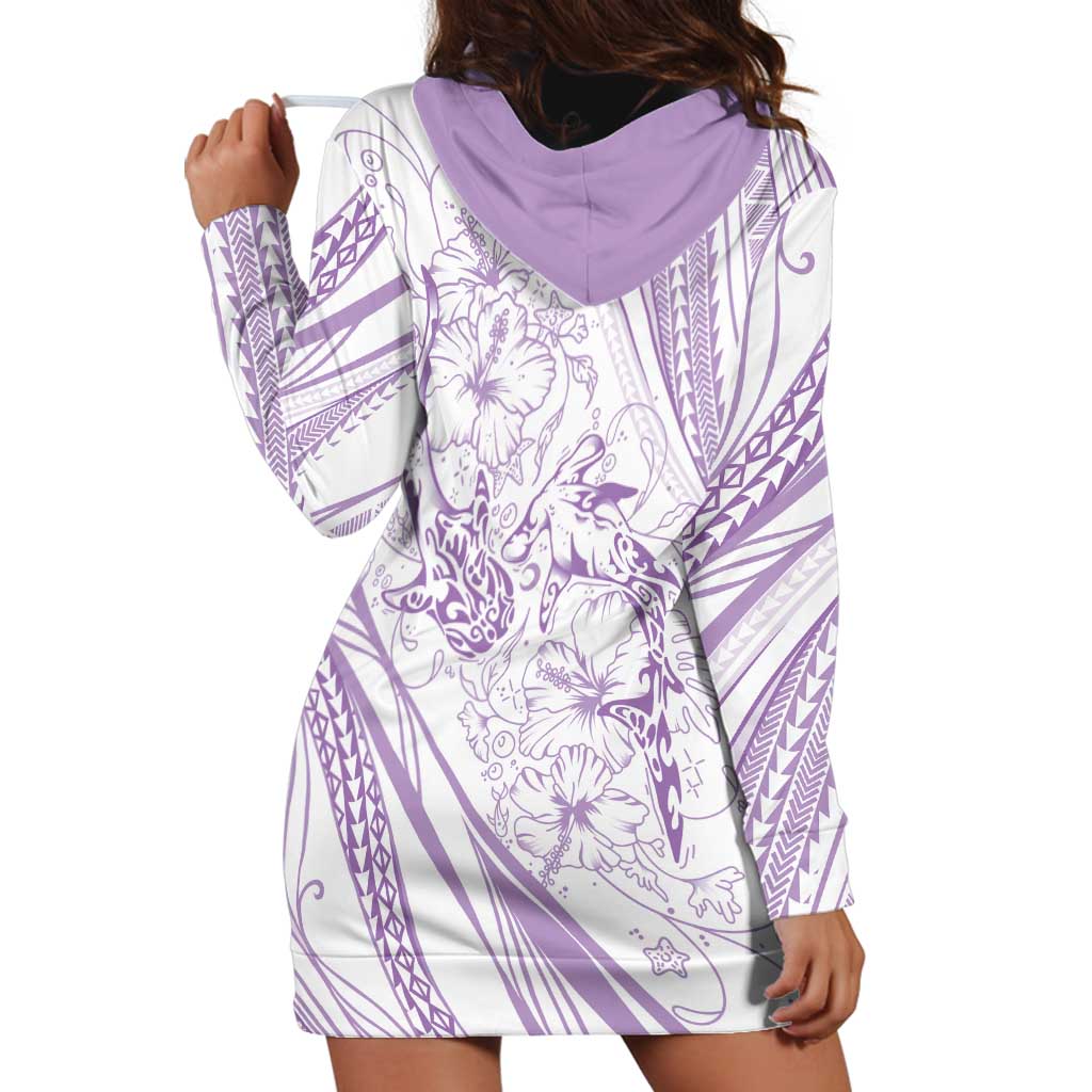 Sharks Couple Dreamy Polynesians Floral Sea Hoodie Dress Lilac LT7 - Polynesian Pride