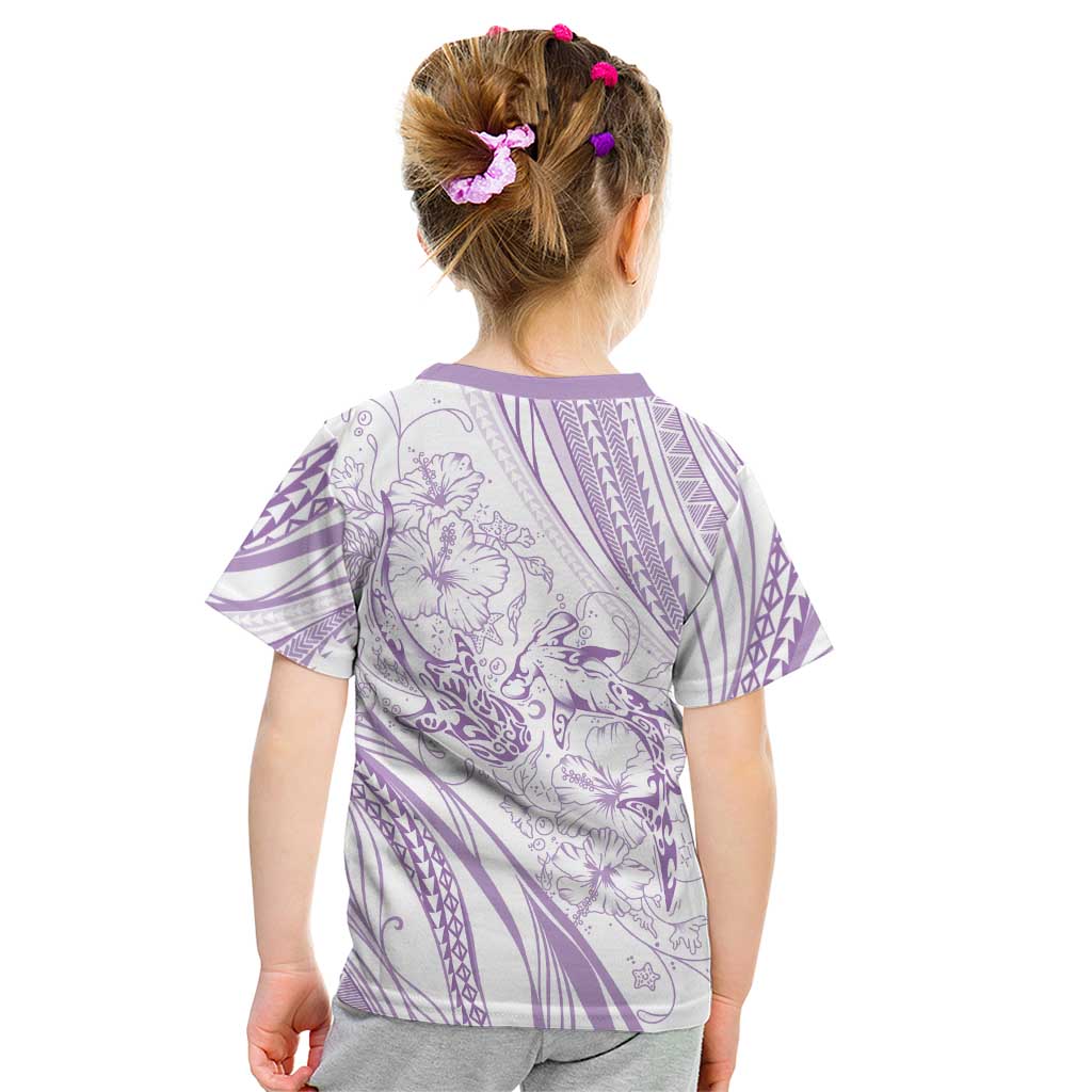Sharks Couple Dreamy Polynesians Floral Sea Kid T Shirt Lilac LT7 - Polynesian Pride
