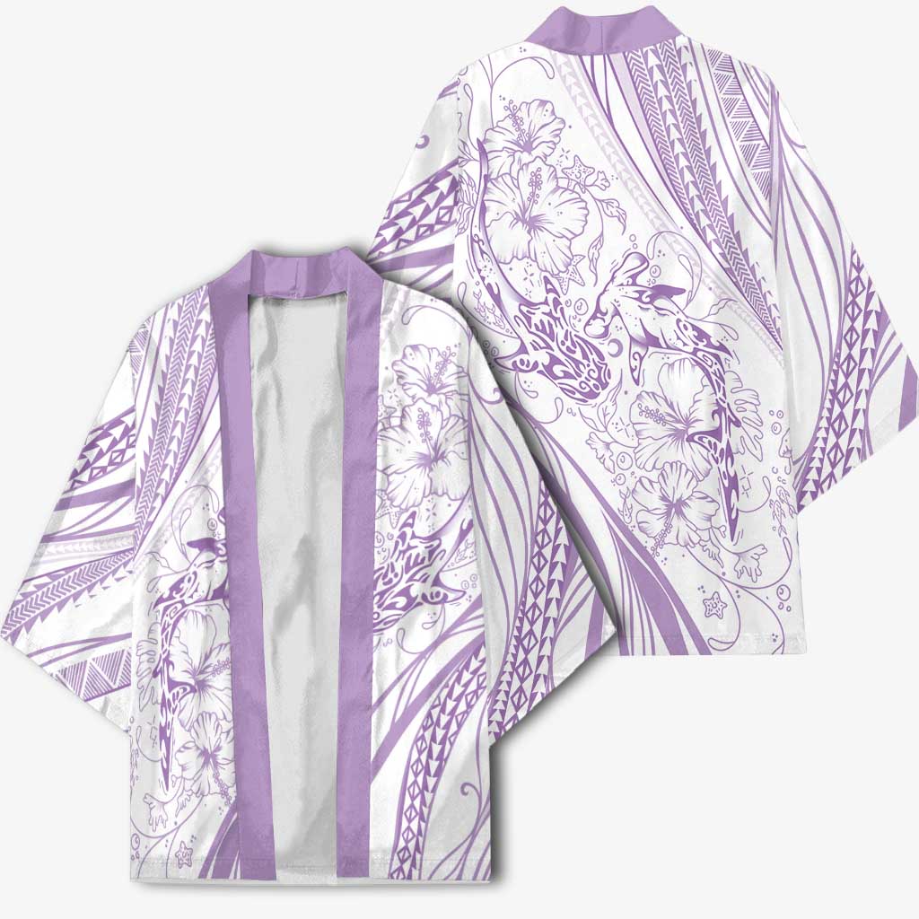 Sharks Couple Dreamy Polynesians Floral Sea Kimono Lilac LT7 - Polynesian Pride