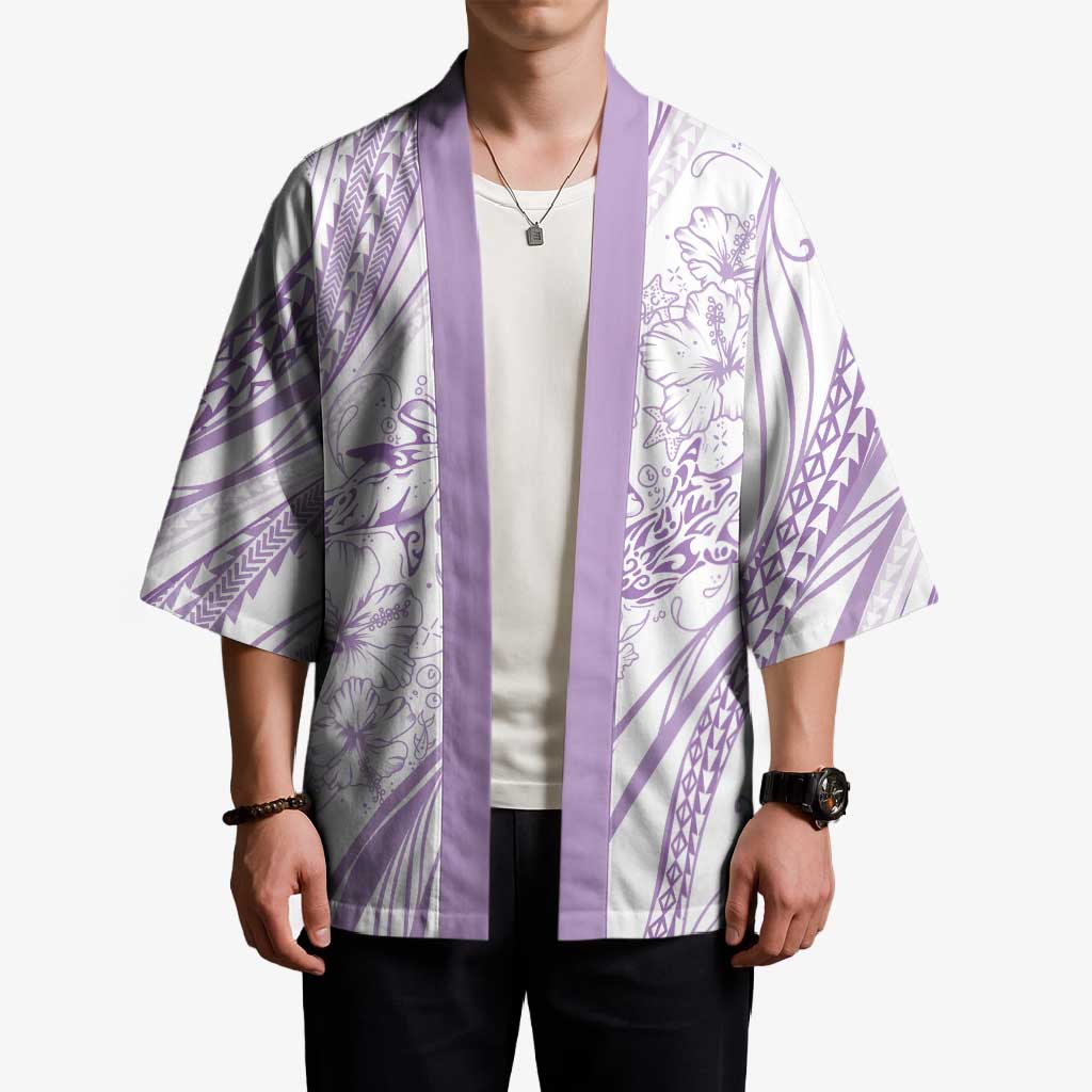 Sharks Couple Dreamy Polynesians Floral Sea Kimono Lilac LT7 - Polynesian Pride