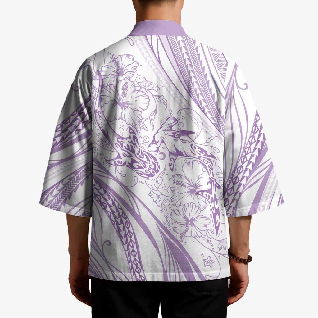 Sharks Couple Dreamy Polynesians Floral Sea Kimono Lilac LT7 - Polynesian Pride