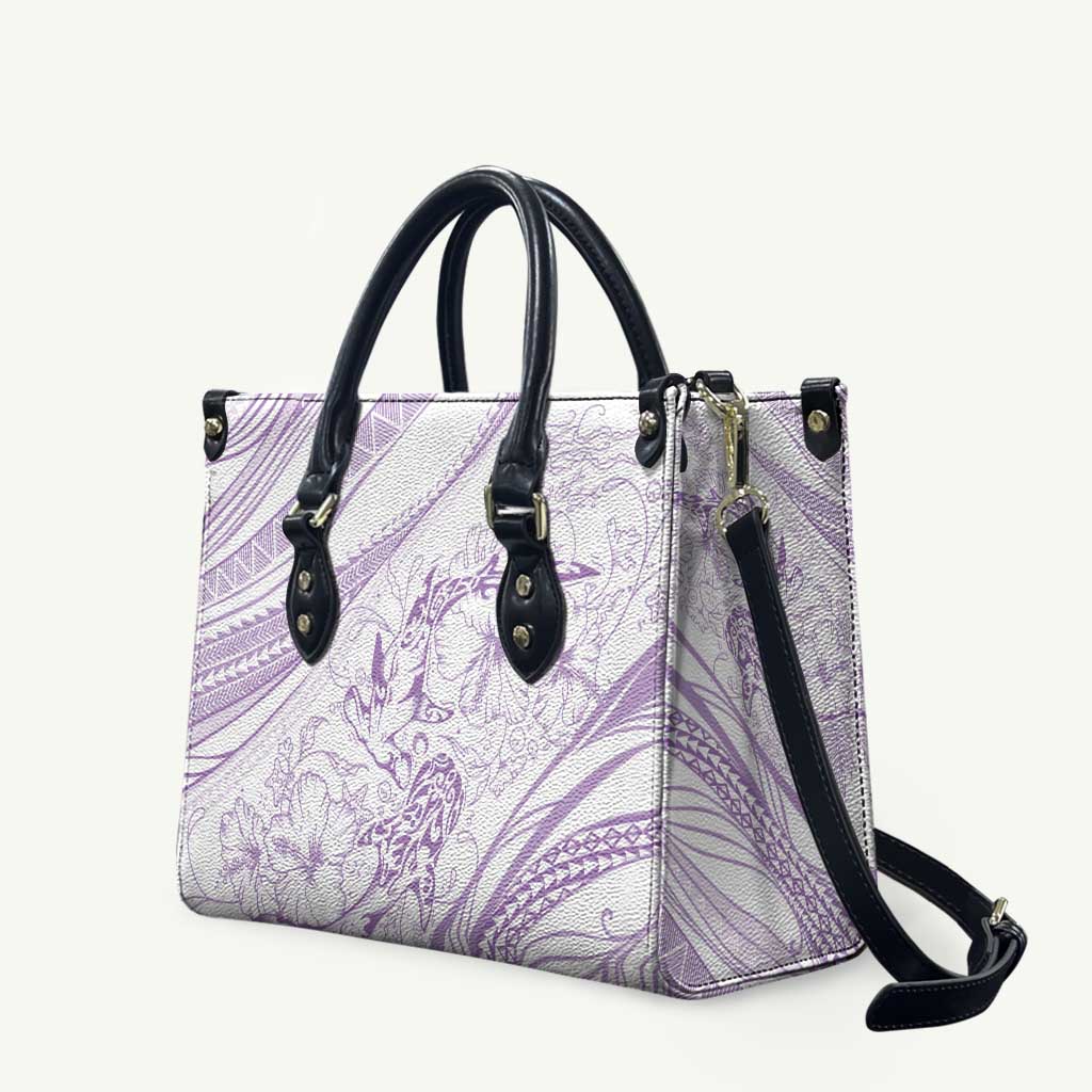 Sharks Couple Dreamy Polynesians Floral Sea Leather Bag Lilac LT7 Lilac - Polynesian Pride