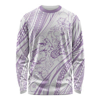 Sharks Couple Dreamy Polynesians Floral Sea Long Sleeve Shirt Lilac LT7 Unisex Lilac - Polynesian Pride