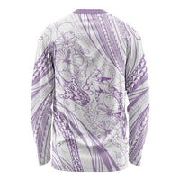 Sharks Couple Dreamy Polynesians Floral Sea Long Sleeve Shirt Lilac LT7 - Polynesian Pride