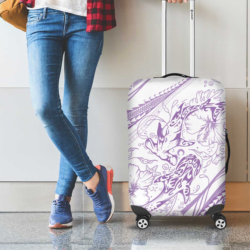 Sharks Couple Dreamy Polynesians Floral Sea Luggage Cover Lilac LT7 - Polynesian Pride