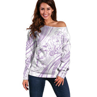 Sharks Couple Dreamy Polynesians Floral Sea Off Shoulder Sweater Lilac LT7 Women Lilac - Polynesian Pride