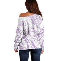 Sharks Couple Dreamy Polynesians Floral Sea Off Shoulder Sweater Lilac LT7 - Polynesian Pride