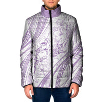 Sharks Couple Dreamy Polynesians Floral Sea Padded Jacket Lilac LT7 Men Lilac - Polynesian Pride