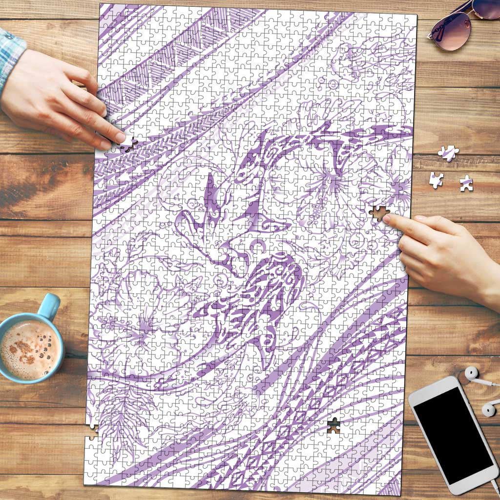 Sharks Couple Dreamy Polynesians Floral Sea Puzzle Lilac LT7 Lilac - Polynesian Pride