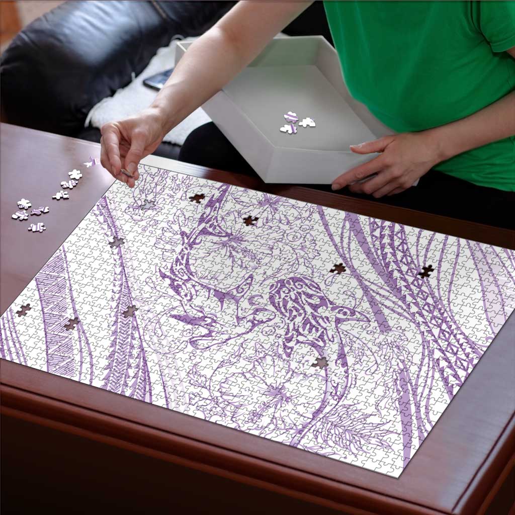 Sharks Couple Dreamy Polynesians Floral Sea Puzzle Lilac LT7 - Polynesian Pride
