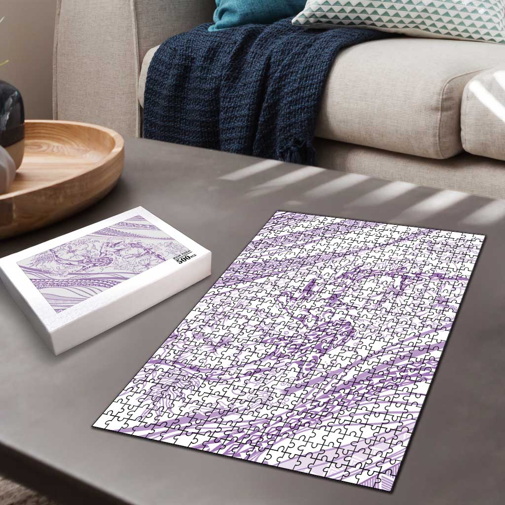 Sharks Couple Dreamy Polynesians Floral Sea Puzzle Lilac LT7 - Polynesian Pride