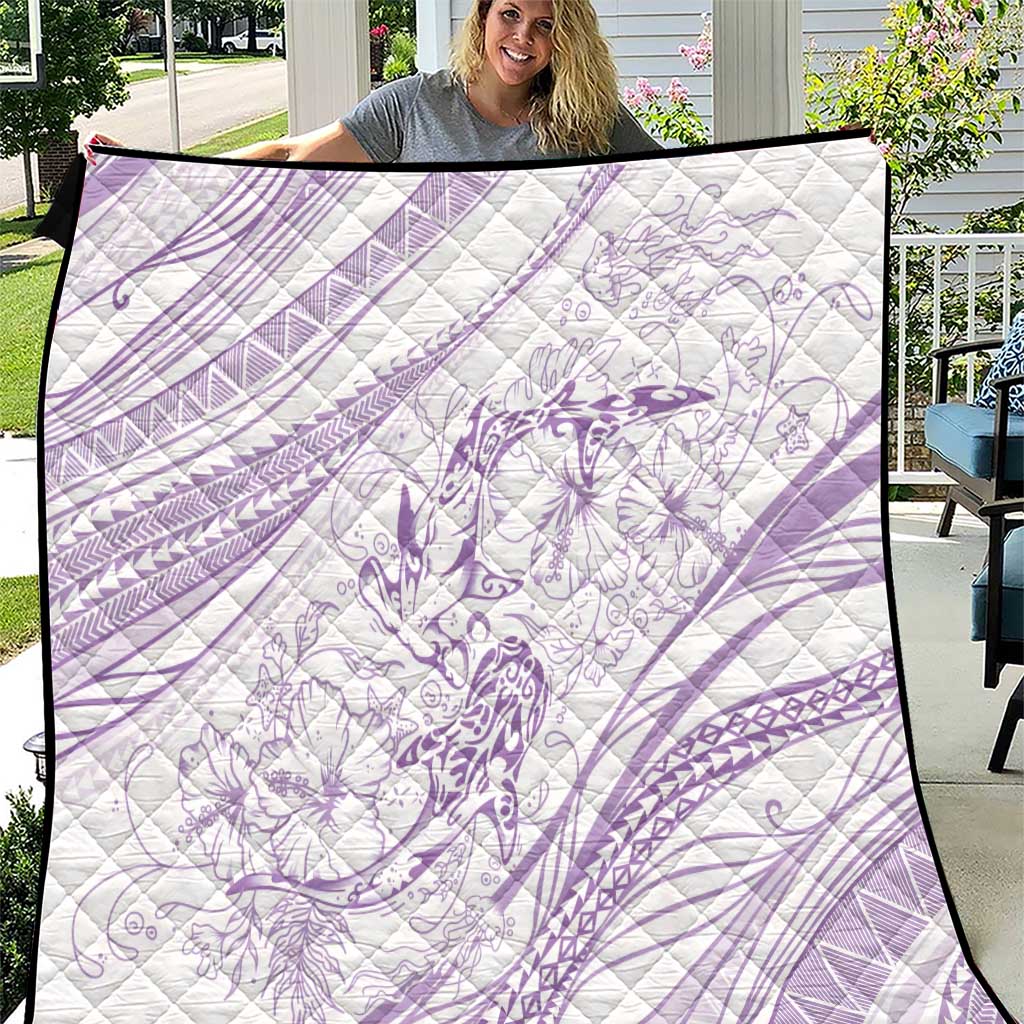 Sharks Couple Dreamy Polynesians Floral Sea Quilt Lilac LT7 Lilac - Polynesian Pride