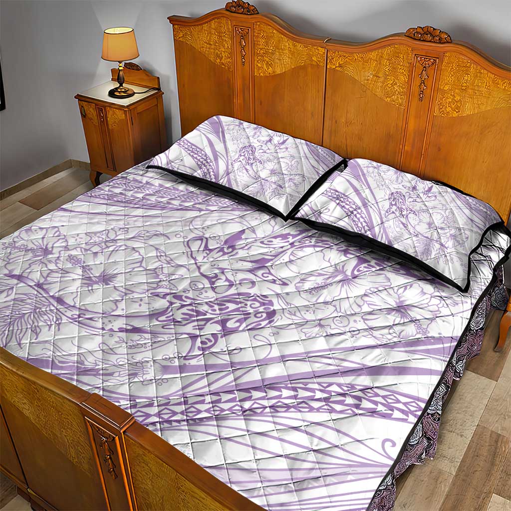Sharks Couple Dreamy Polynesians Floral Sea Quilt Bed Set Lilac LT7 - Polynesian Pride