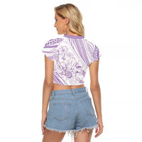 Sharks Couple Dreamy Polynesians Floral Sea Raglan Cropped T Shirt Lilac LT7 - Polynesian Pride