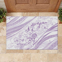 Sharks Couple Dreamy Polynesians Floral Sea Rubber Doormat Lilac LT7 Lilac - Polynesian Pride