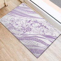 Sharks Couple Dreamy Polynesians Floral Sea Rubber Doormat Lilac LT7 - Polynesian Pride