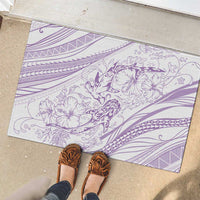 Sharks Couple Dreamy Polynesians Floral Sea Rubber Doormat Lilac LT7 - Polynesian Pride