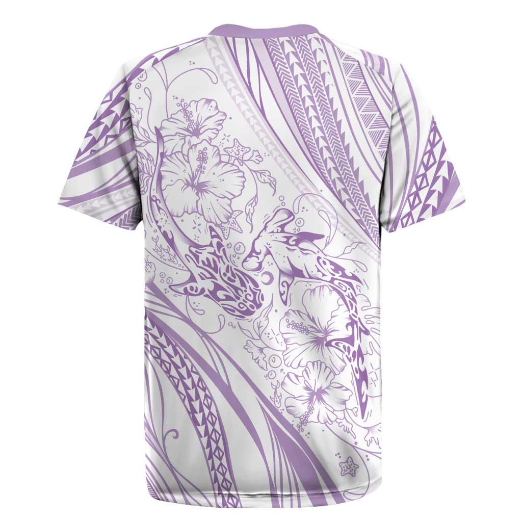 Sharks Couple Dreamy Polynesians Floral Sea Rugby Jersey Lilac LT7 - Polynesian Pride