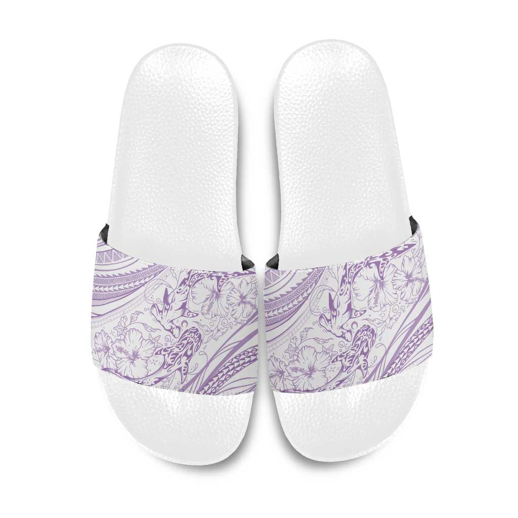 Sharks Couple Dreamy Polynesians Floral Sea Slide Sandals Lilac LT7 Lilac - Polynesian Pride