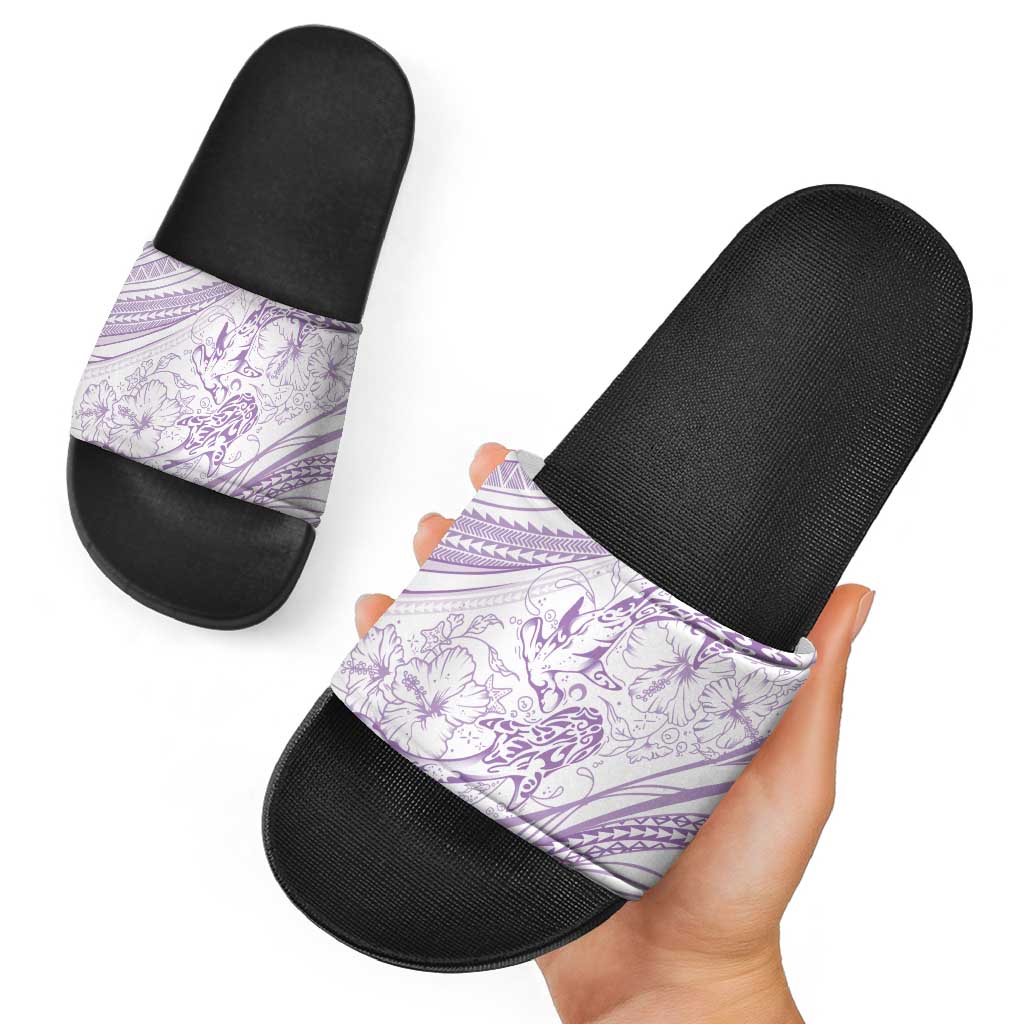 Sharks Couple Dreamy Polynesians Floral Sea Slide Sandals Lilac LT7 - Polynesian Pride