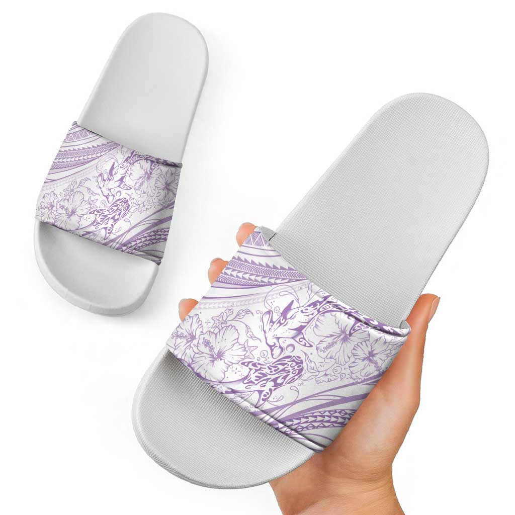 Sharks Couple Dreamy Polynesians Floral Sea Slide Sandals Lilac LT7 - Polynesian Pride