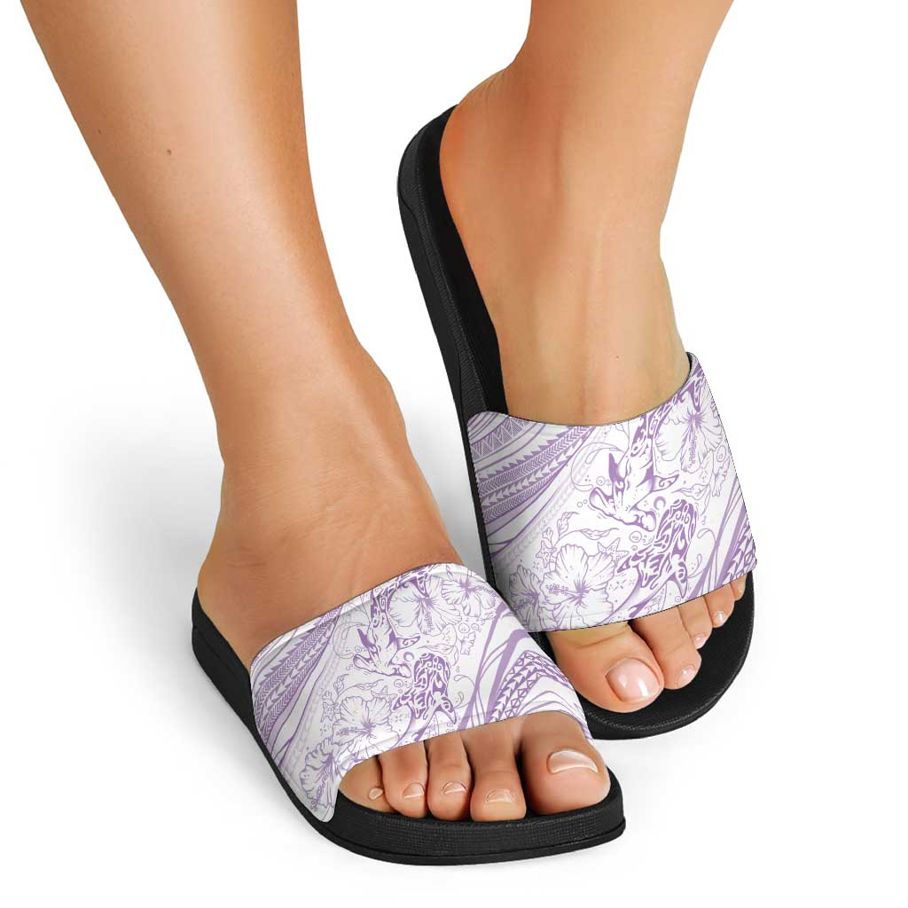 Sharks Couple Dreamy Polynesians Floral Sea Slide Sandals Lilac LT7 - Polynesian Pride