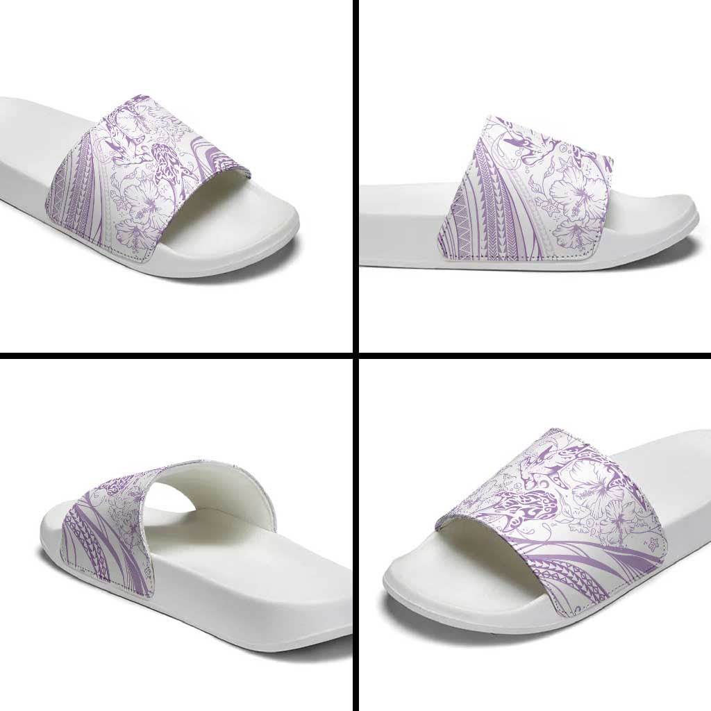 Sharks Couple Dreamy Polynesians Floral Sea Slide Sandals Lilac LT7 - Polynesian Pride