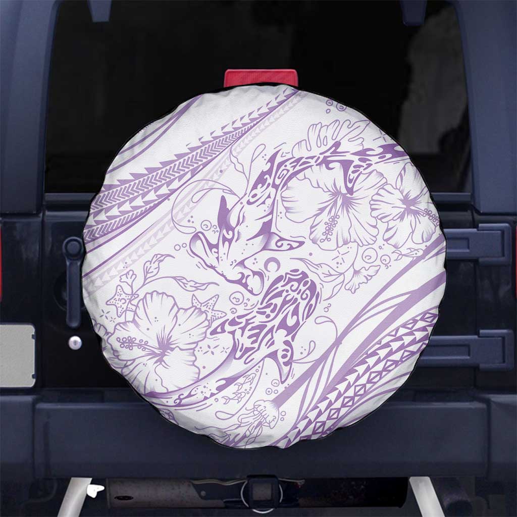 Sharks Couple Dreamy Polynesians Floral Sea Spare Tire Cover Lilac LT7 No hole Lilac - Polynesian Pride