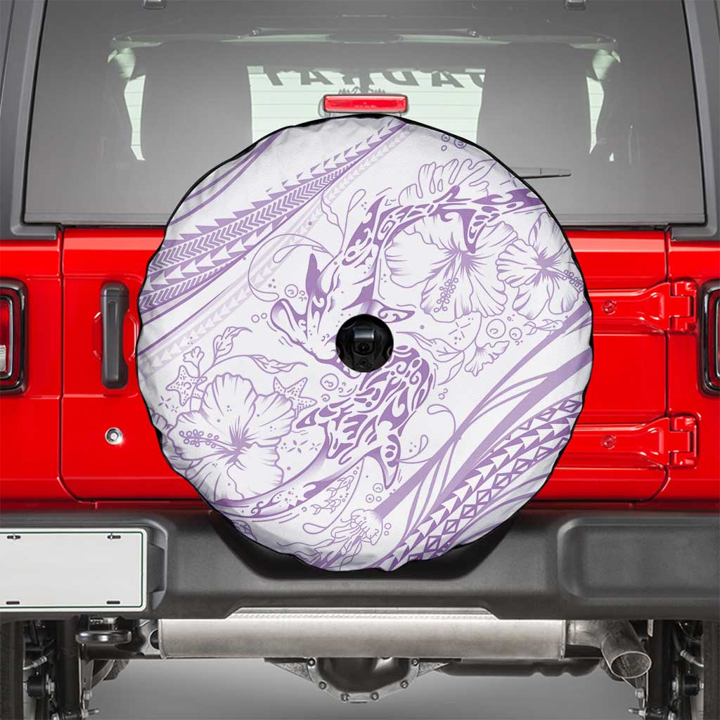 Sharks Couple Dreamy Polynesians Floral Sea Spare Tire Cover Lilac LT7 - Polynesian Pride