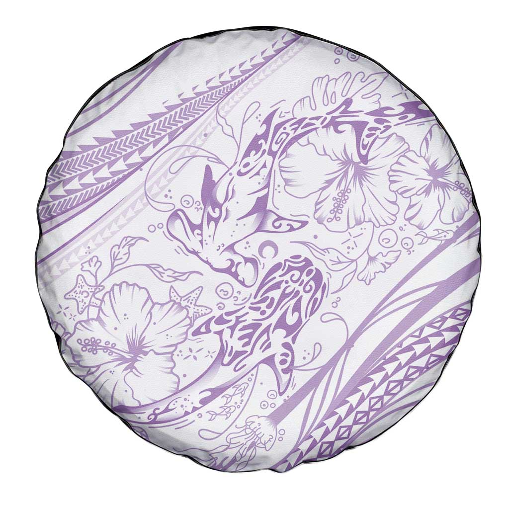 Sharks Couple Dreamy Polynesians Floral Sea Spare Tire Cover Lilac LT7 - Polynesian Pride