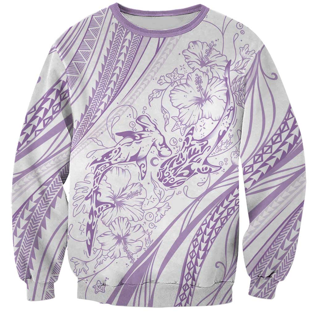 Sharks Couple Dreamy Polynesians Floral Sea Sweatshirt Lilac LT7 Unisex Lilac - Polynesian Pride