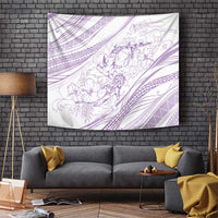 Sharks Couple Dreamy Polynesians Floral Sea Tapestry Lilac LT7 Lilac - Polynesian Pride