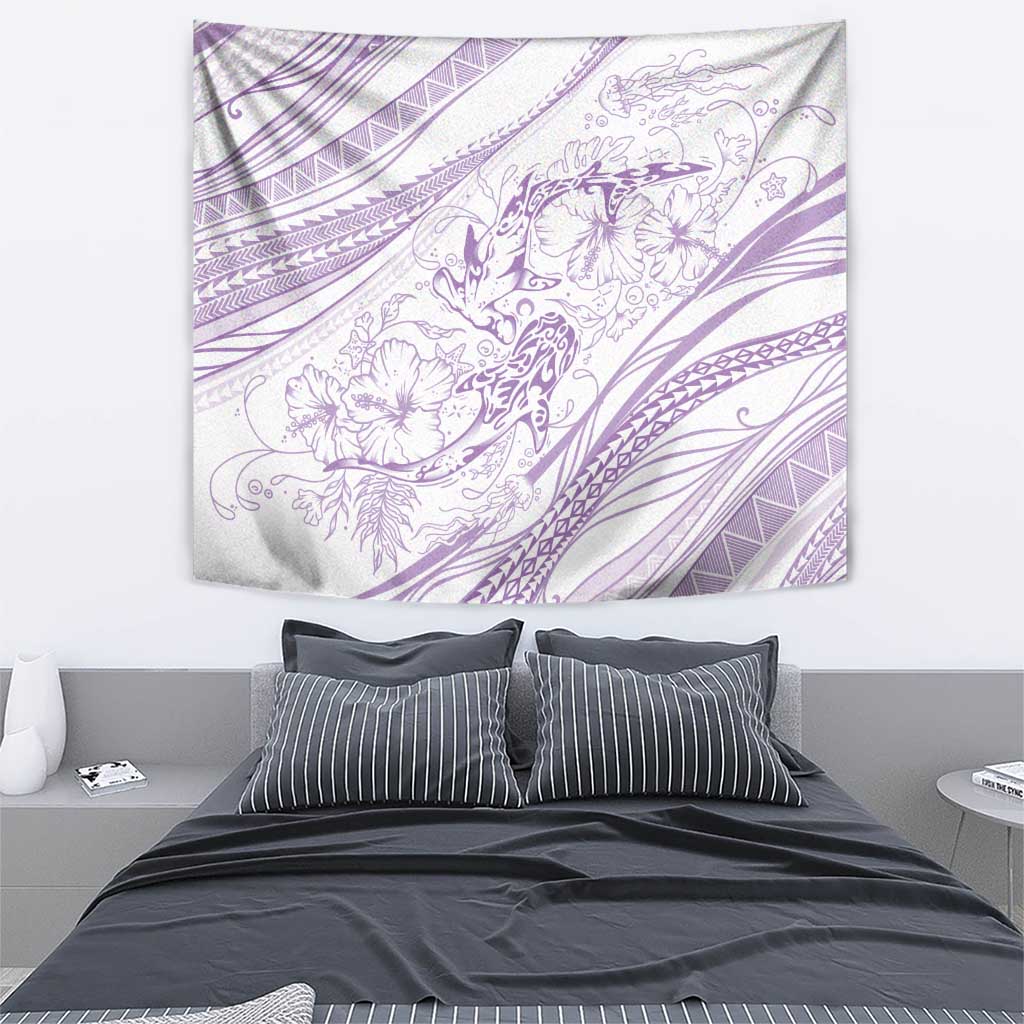 Sharks Couple Dreamy Polynesians Floral Sea Tapestry Lilac LT7 - Polynesian Pride