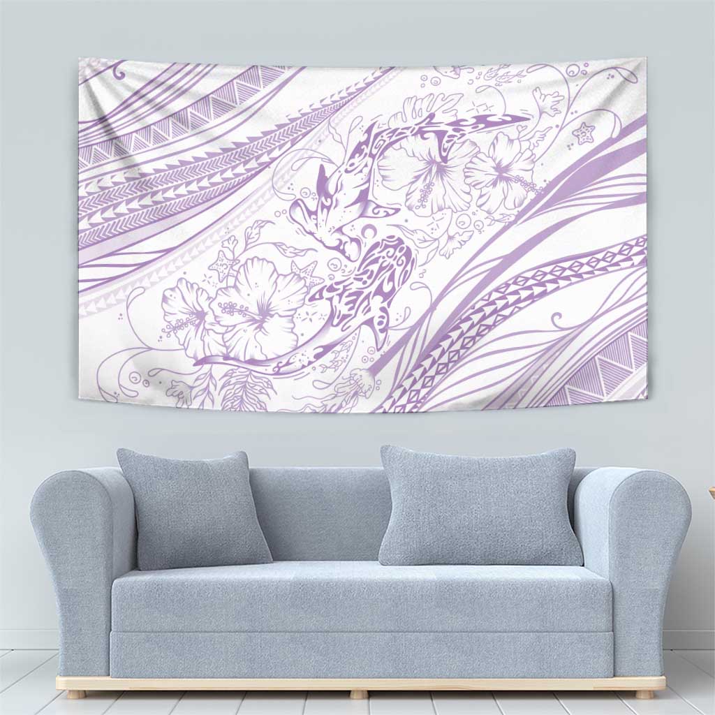 Sharks Couple Dreamy Polynesians Floral Sea Tapestry Lilac LT7 - Polynesian Pride