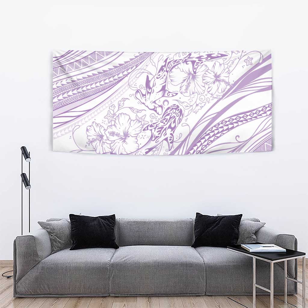 Sharks Couple Dreamy Polynesians Floral Sea Tapestry Lilac LT7 - Polynesian Pride