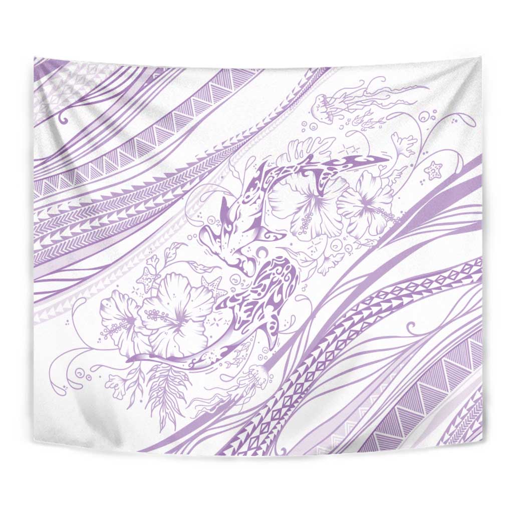 Sharks Couple Dreamy Polynesians Floral Sea Tapestry Lilac LT7 - Polynesian Pride