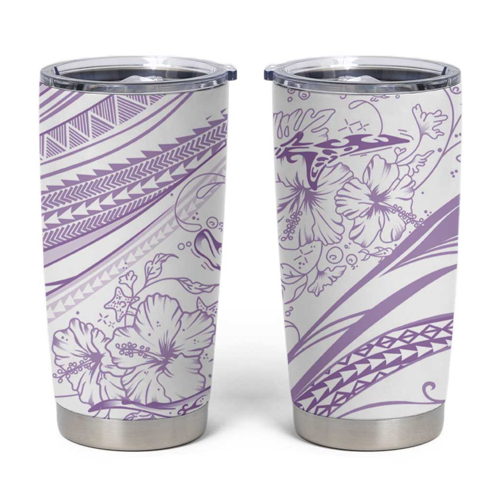 Sharks Couple Dreamy Polynesians Floral Sea Tumbler Cup Lilac LT7 Lilac - Polynesian Pride