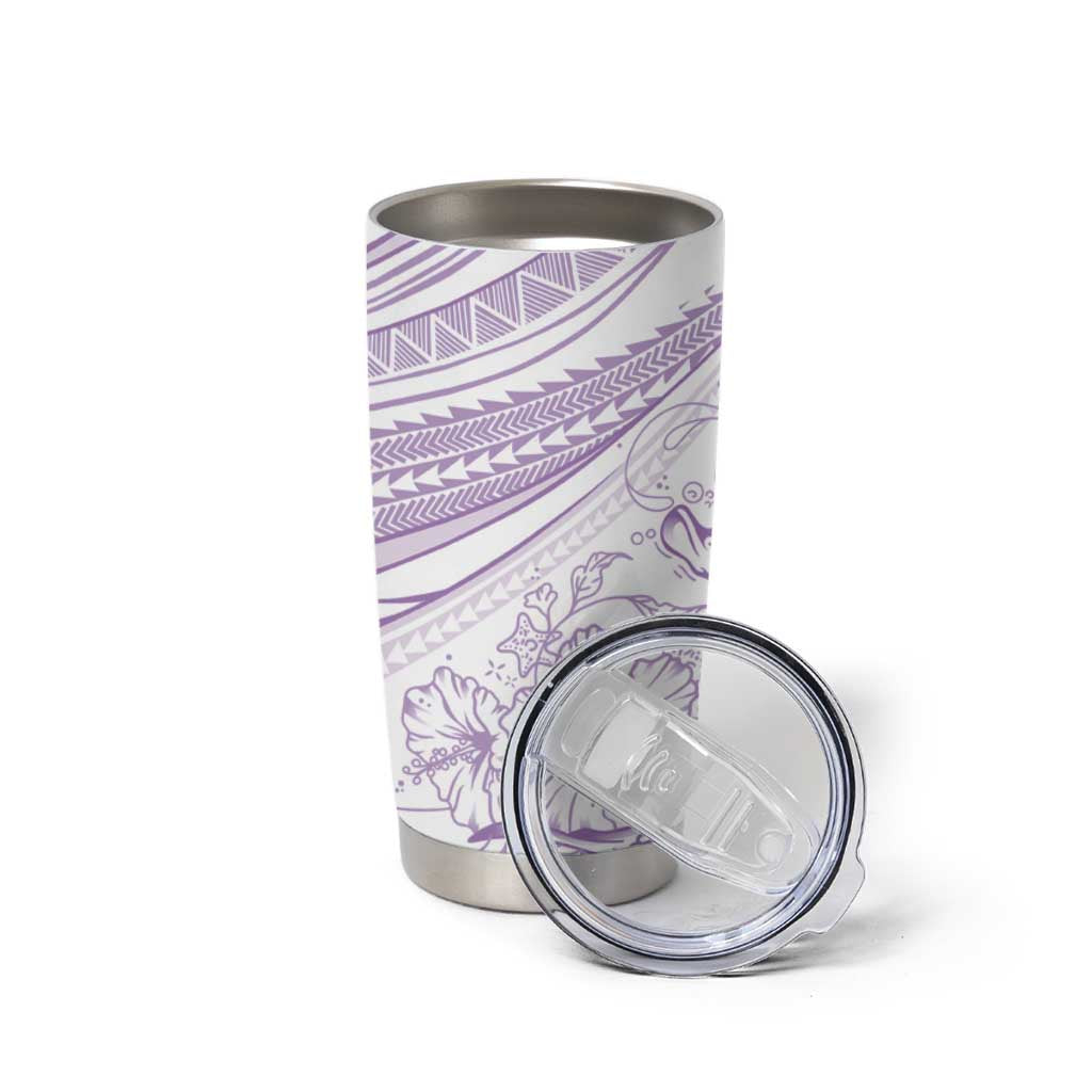 Sharks Couple Dreamy Polynesians Floral Sea Tumbler Cup Lilac LT7 - Polynesian Pride