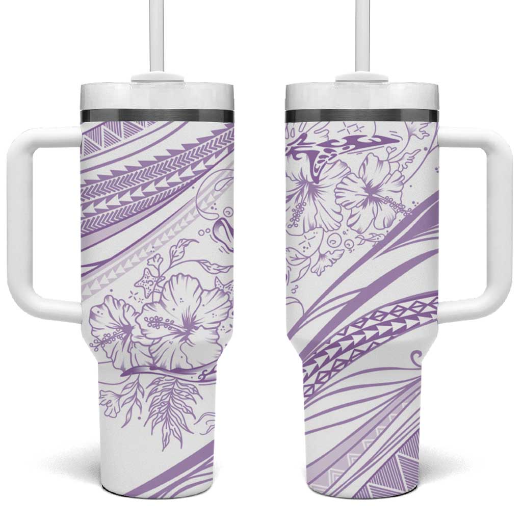 Sharks Couple Dreamy Polynesians Floral Sea Tumbler With Handle Lilac LT7 One Size: 40 oz Lilac - Polynesian Pride