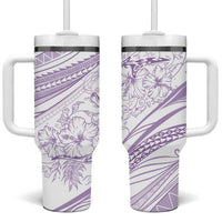 Sharks Couple Dreamy Polynesians Floral Sea Tumbler With Handle Lilac LT7 One Size: 40 oz Lilac - Polynesian Pride