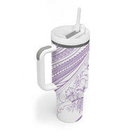 Sharks Couple Dreamy Polynesians Floral Sea Tumbler With Handle Lilac LT7 - Polynesian Pride
