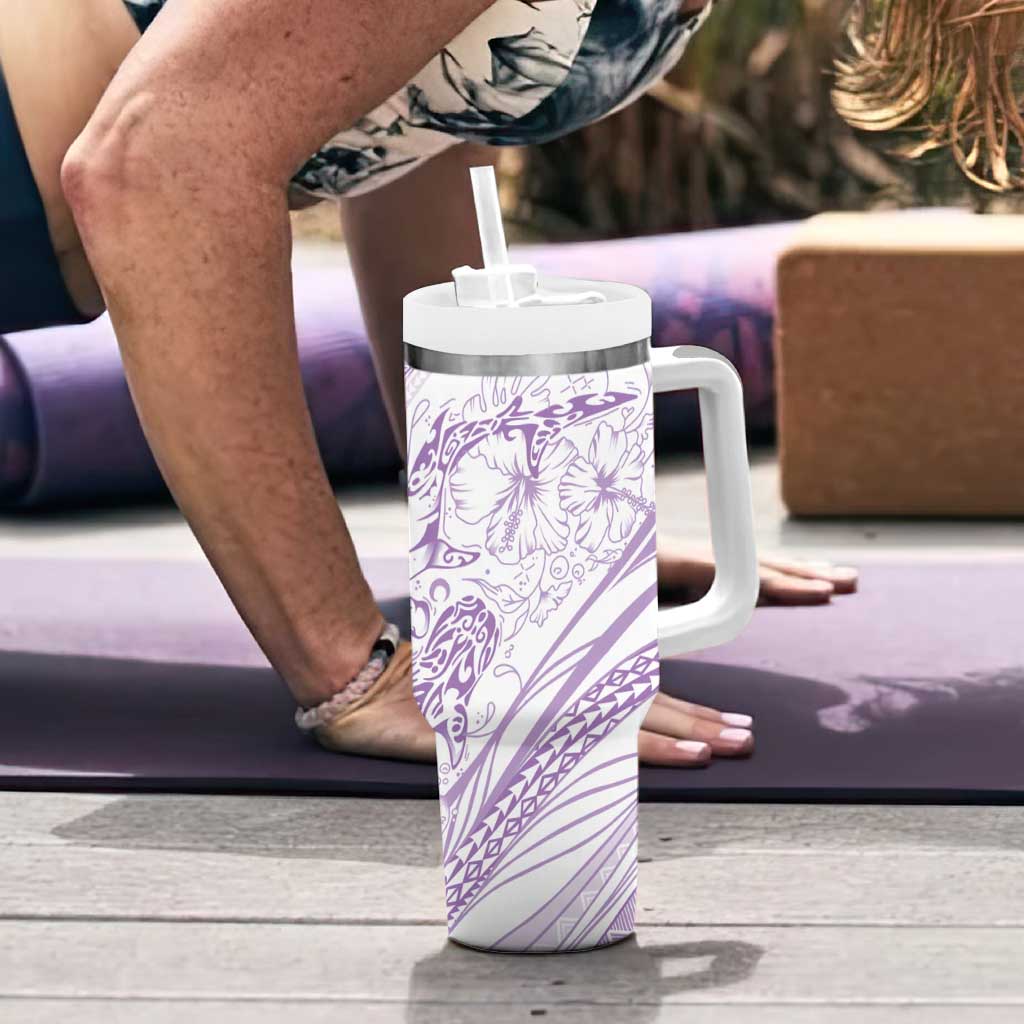 Sharks Couple Dreamy Polynesians Floral Sea Tumbler With Handle Lilac LT7 - Polynesian Pride