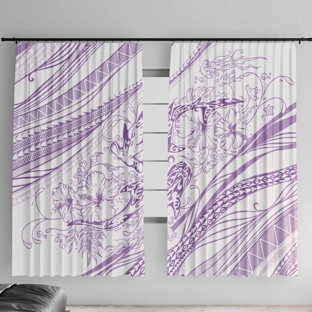 Sharks Couple Dreamy Polynesians Floral Sea Window Curtain Lilac LT7 With Hooks Lilac - Polynesian Pride