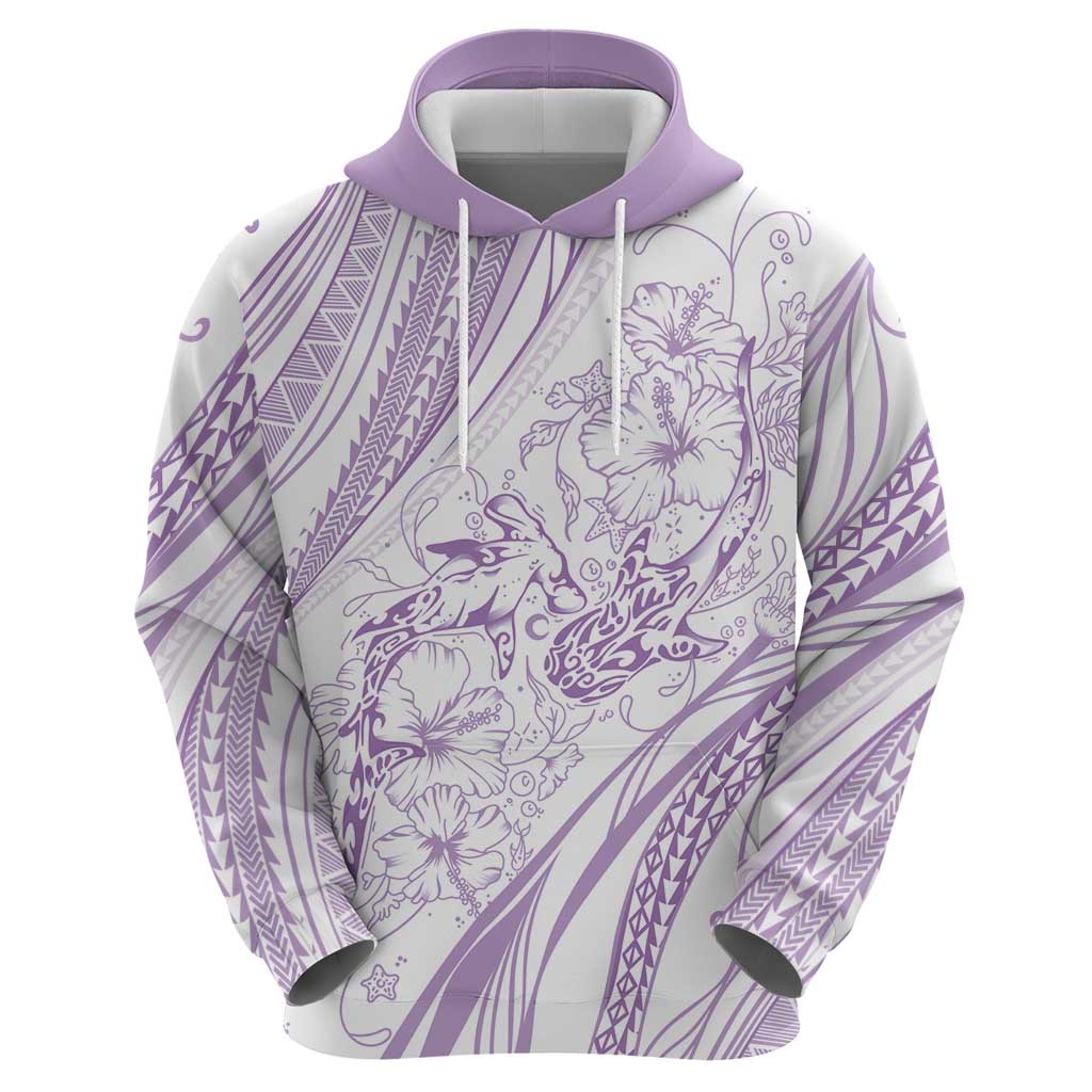 Sharks Couple Dreamy Polynesians Floral Sea Zip Hoodie Lilac LT7 - Polynesian Pride